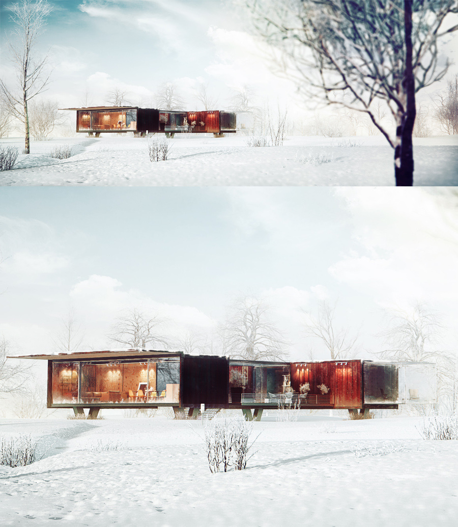Exterior Container House Visualization - Pajaro Speed / 3d and Photography