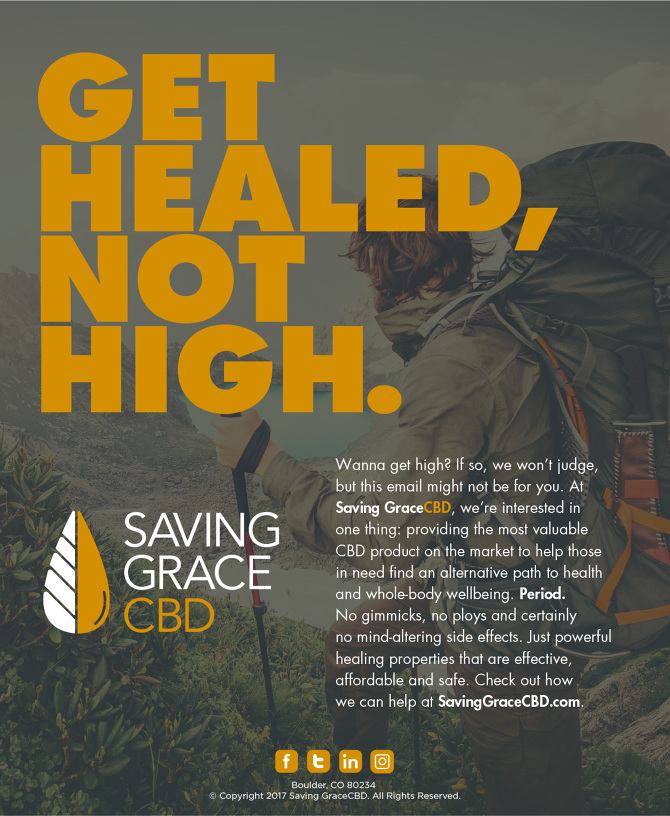 Saving Grace CBD mailing campaign Jeremy Gendelman Copywriter
