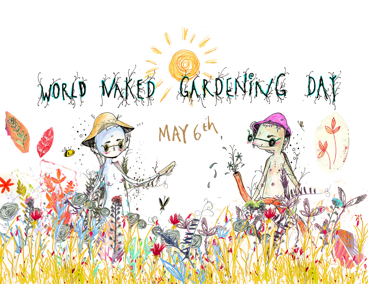 World Naked Gardening Day - Cherry Harris Illustration