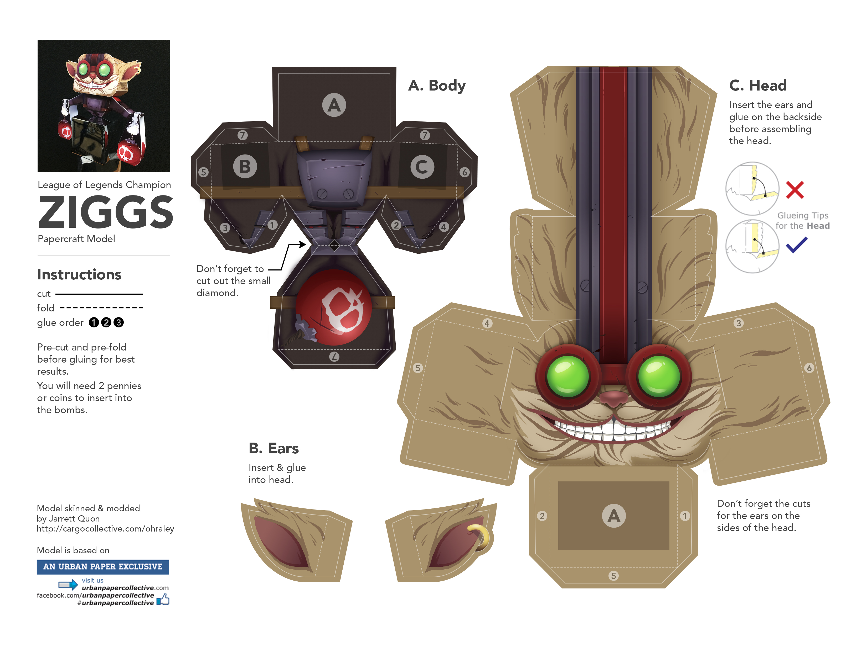 League of Legends Ziggs Papercraft Ohraley