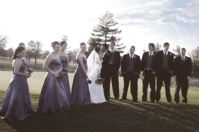First kiss, outdoor ceremony