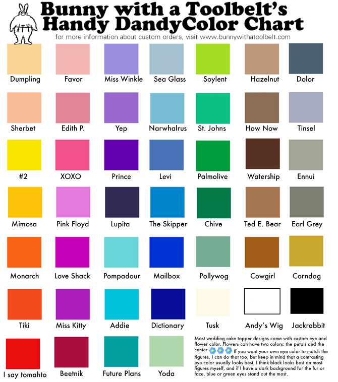 color chart bunny with