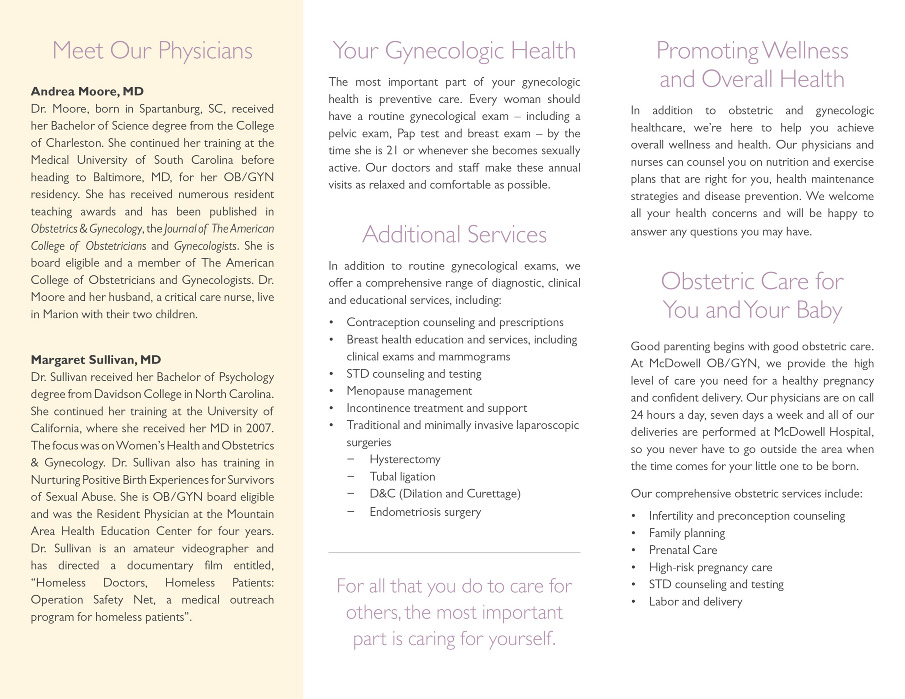 Brochures for Mission Hospital - Alivia Chapla, Online Portfolio