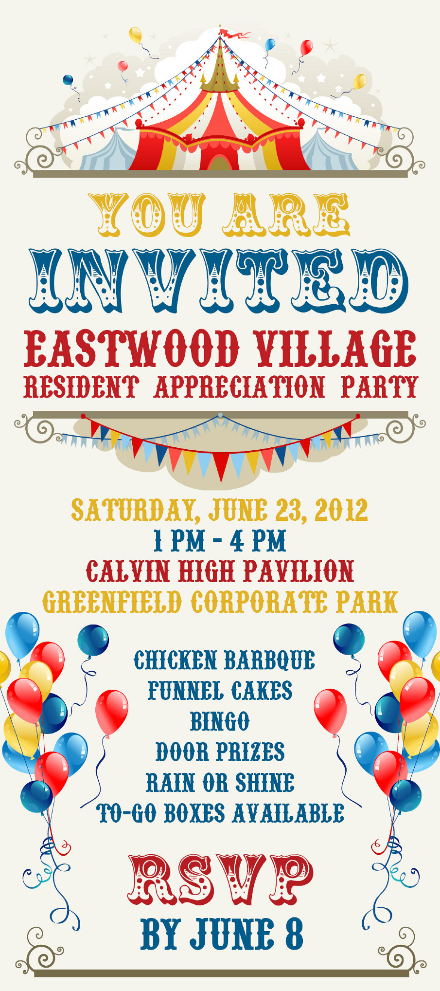 circus theme party invitation