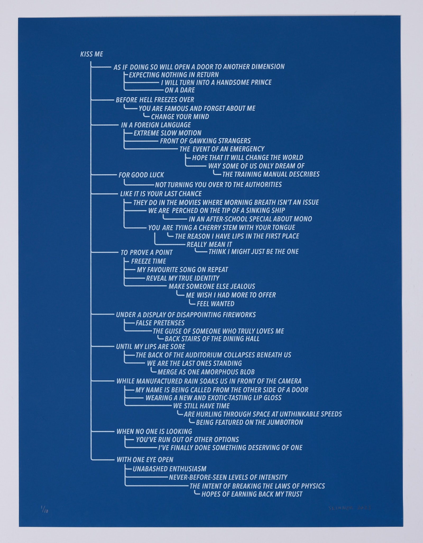 Kiss Me Flow Chart - Screenprints - Ben Skinner