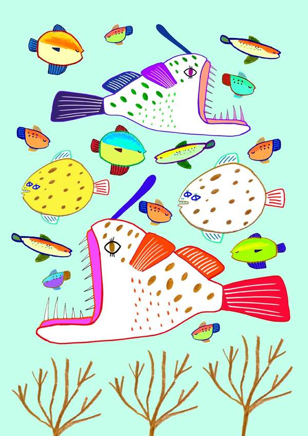 fish illustration, fish art, sea life art, sea illustration, drawing ...