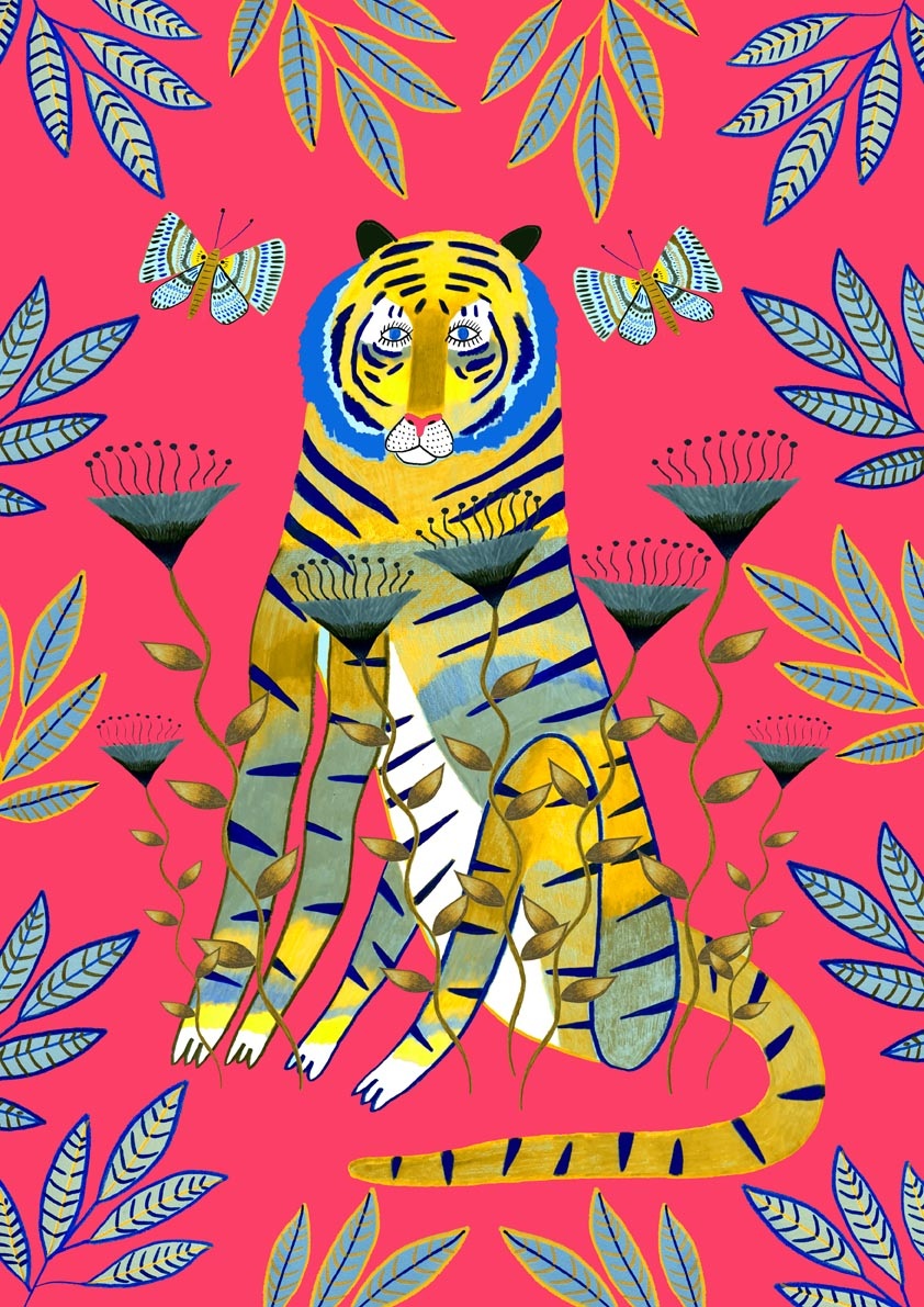 tiger art print, tiger illustration, art prints, tiger wall art, animal