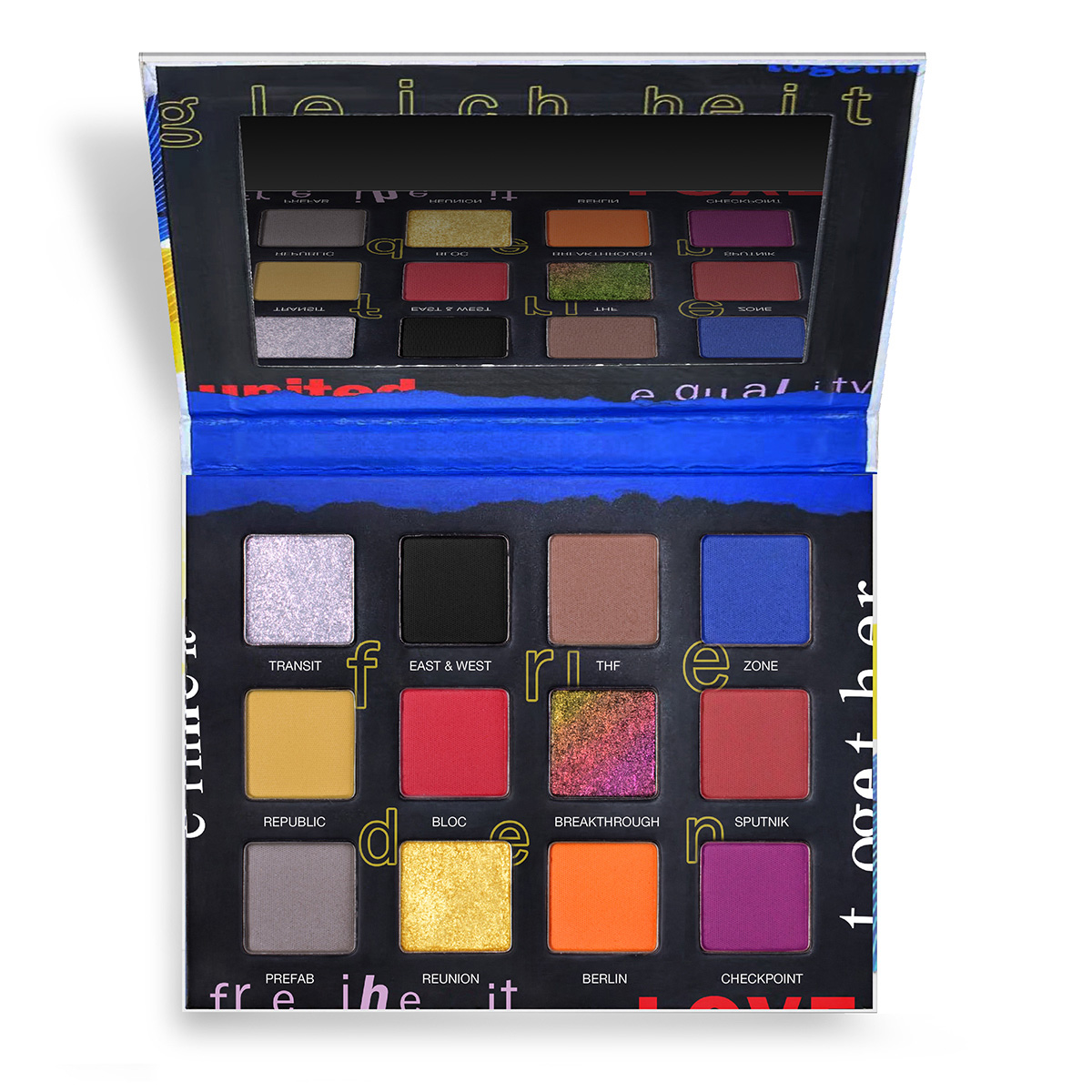 Open view of Berlin 89 Palette for Lethal Cosmetics