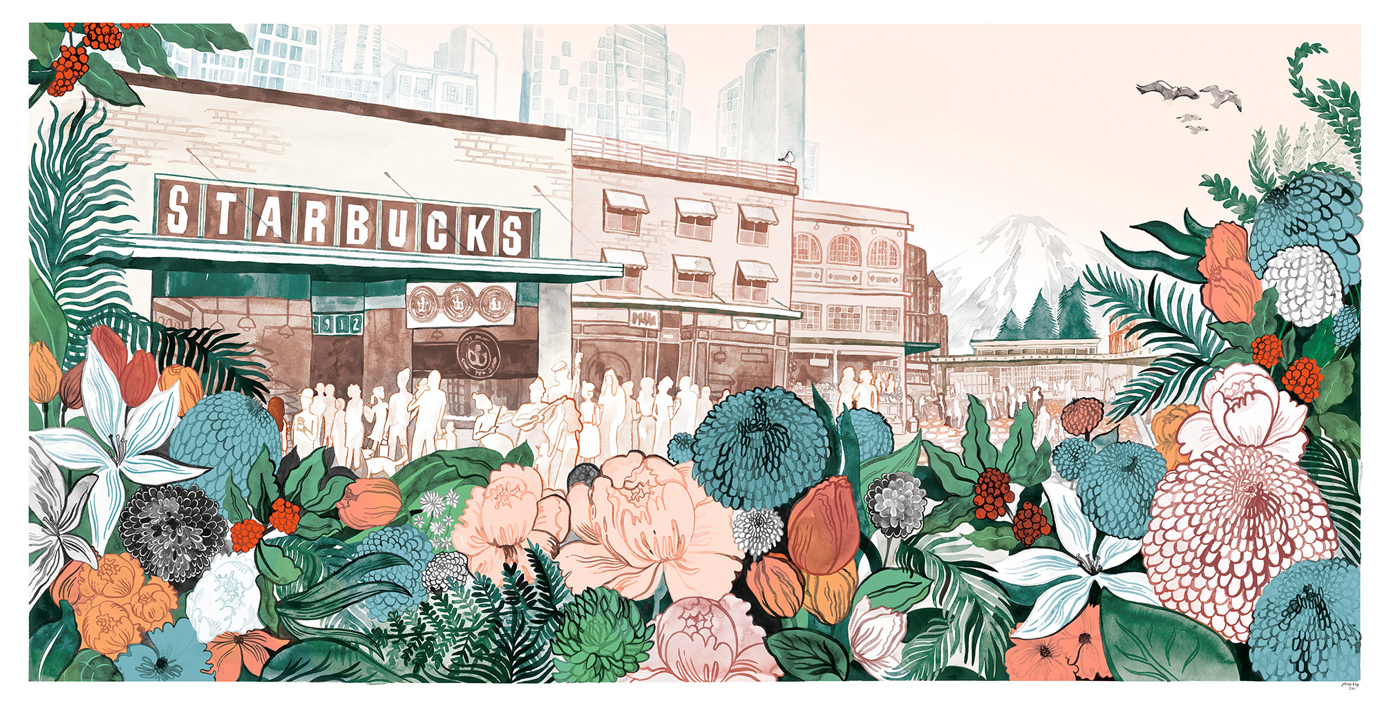 Starbucks Pike Place Drawing Jordan Kay