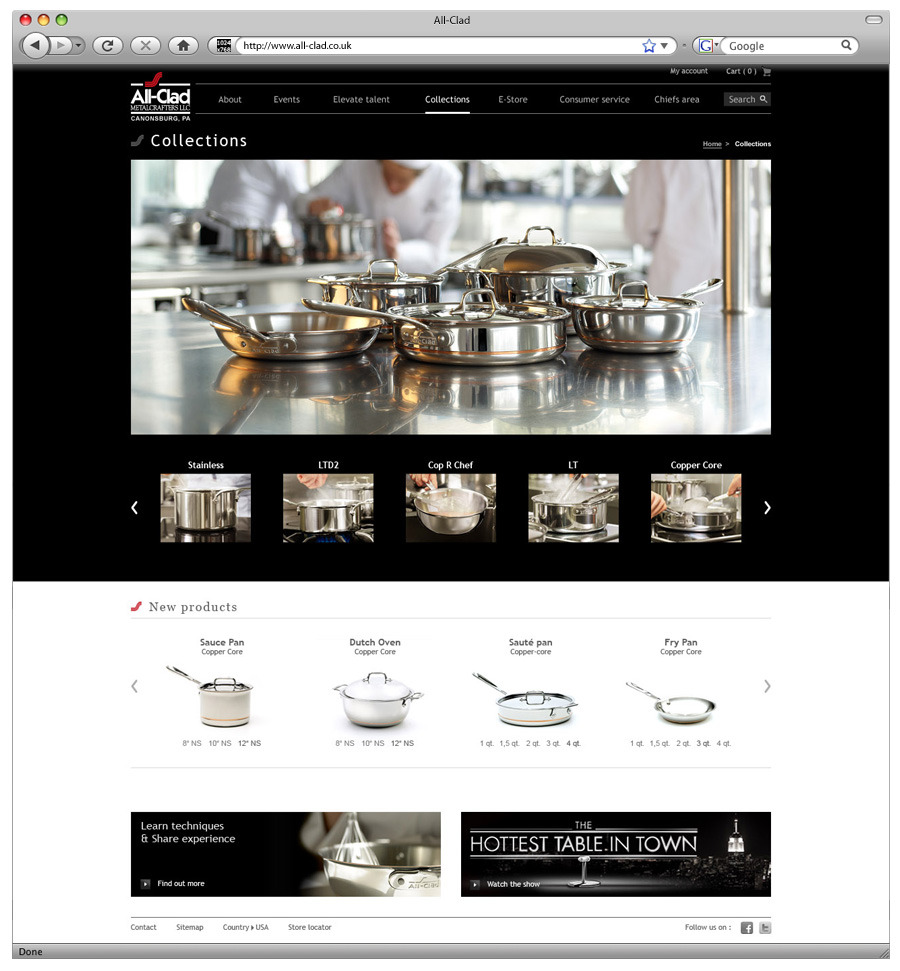 AllClad/SEB international website Portfolio Sebastien Brett