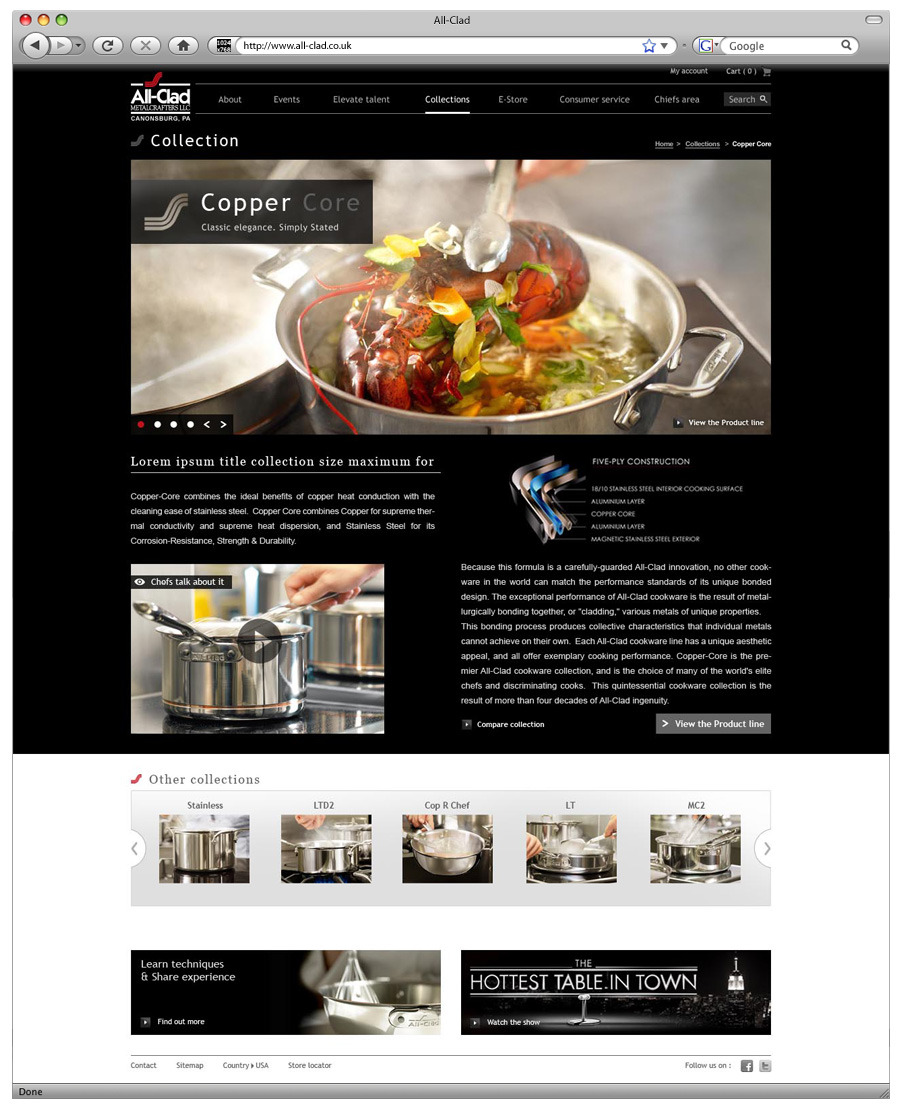 AllClad/SEB international website Portfolio Sebastien Brett