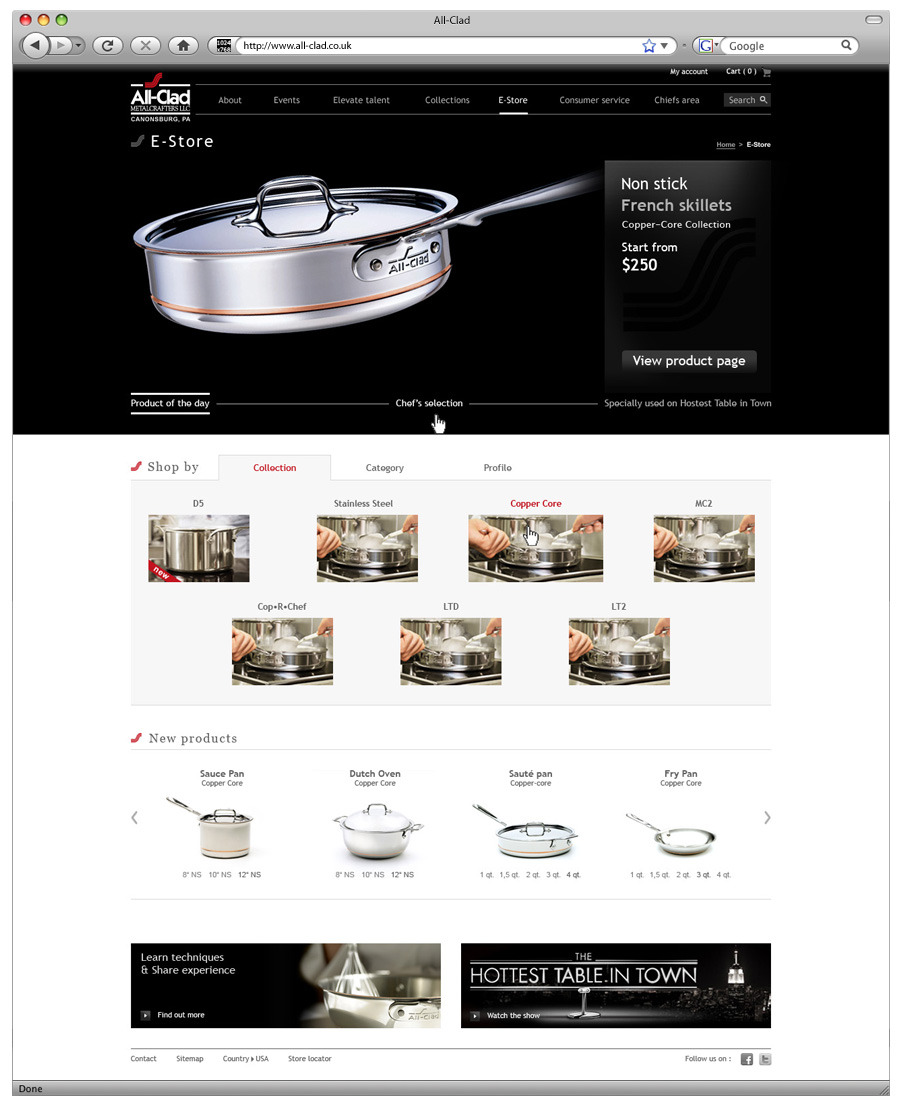 AllClad/SEB international website Portfolio Sebastien Brett