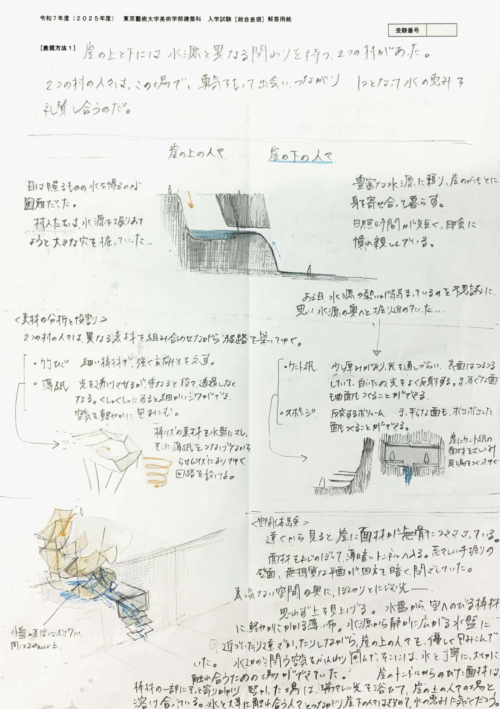 Examination | 令和7年度 東京藝術大学美術学部建築科 入学試験 参考
