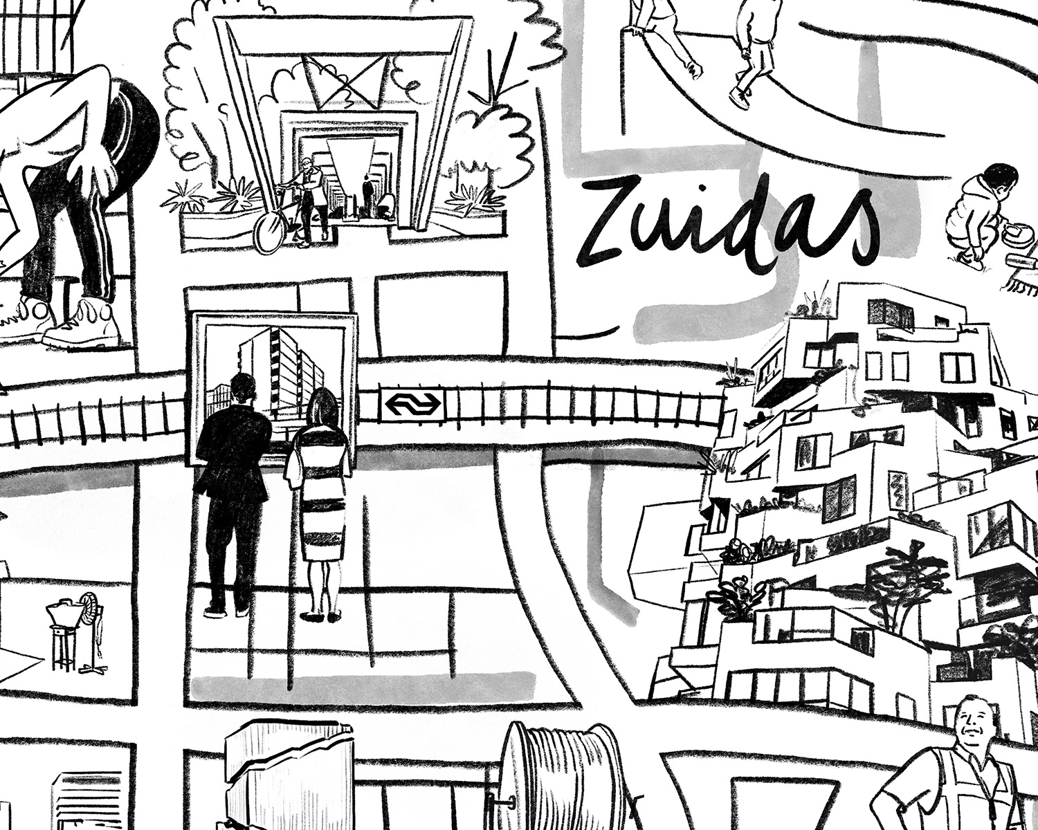 AMSTERDAM ZUIDAS Illustrated map Zuidas Monique Wijbrands