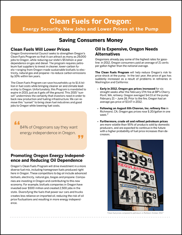 Clean Fuels Program Fact Sheet Portfolio