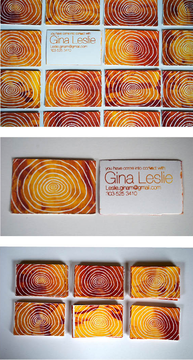 Silkscreen Business cards Gina Leslie