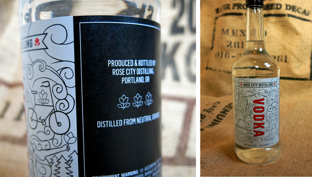 Rose City Vodka Erwert Graphic Design, Art Direction and custom