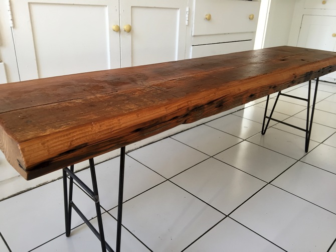 Reclaimed Old Growth Douglas Fir Slab Bench Ambrose Woodworks