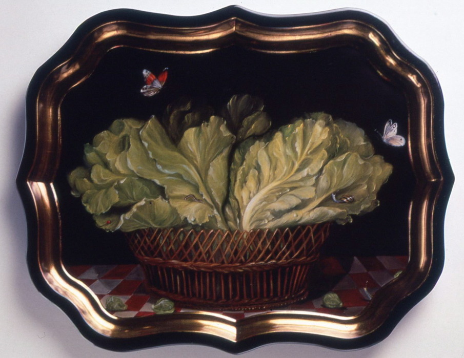 Large tin tray. Painting by Mimi Roberts ianlogandesigntins