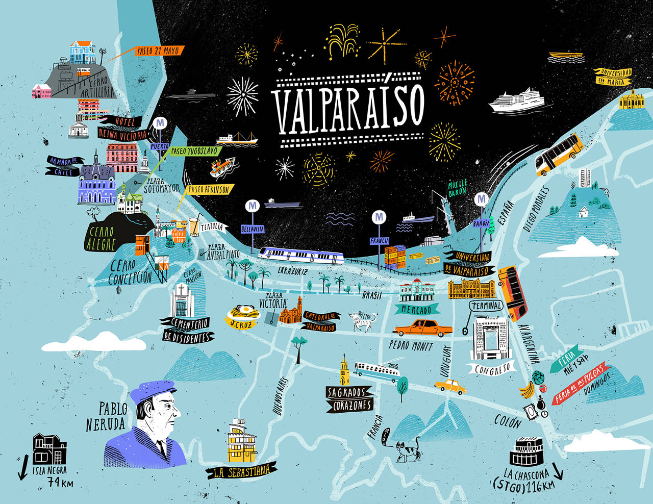 Valparaiso Chile Map Tourist Rome